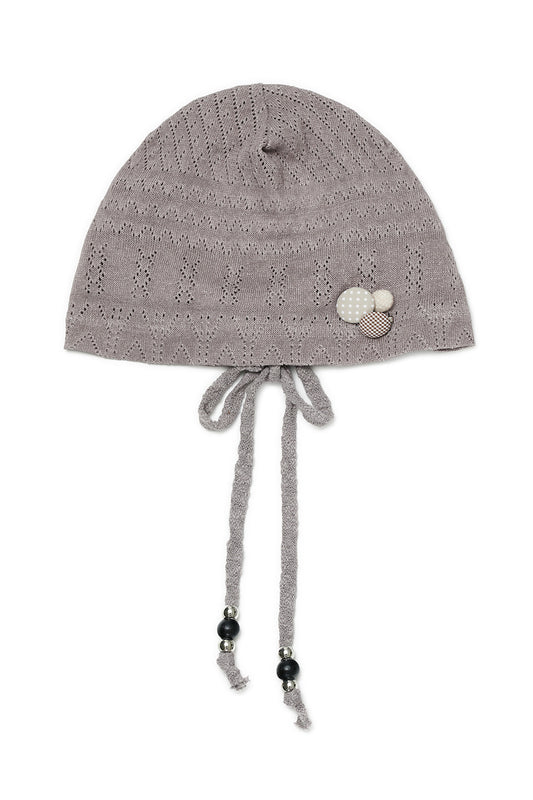 String brooch beanie (Pink)