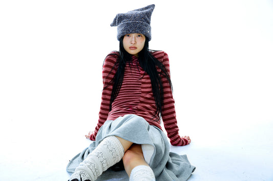 WIDE CAT BEANIE GREY