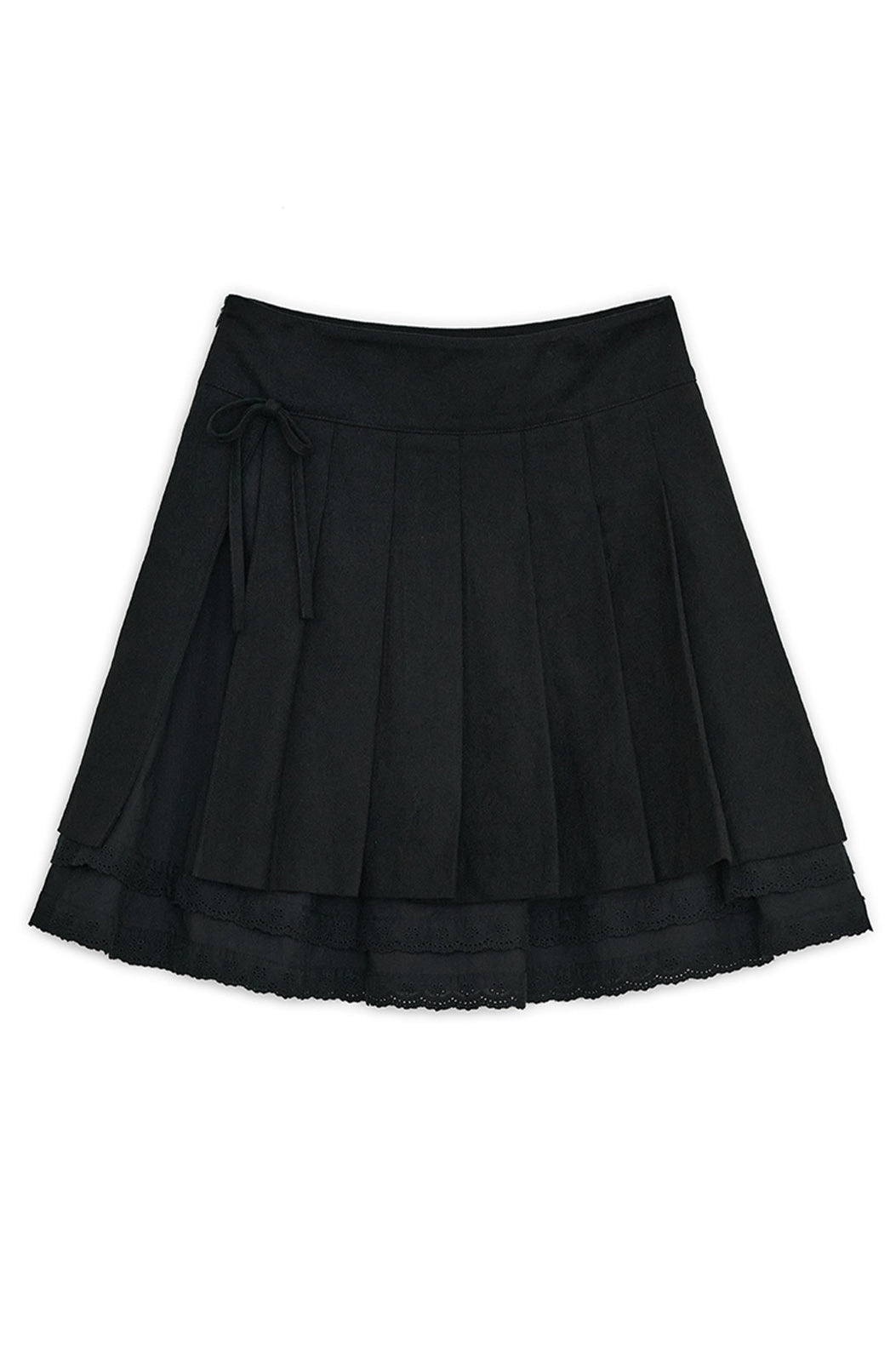 Slit pleats midi skirt (Black)