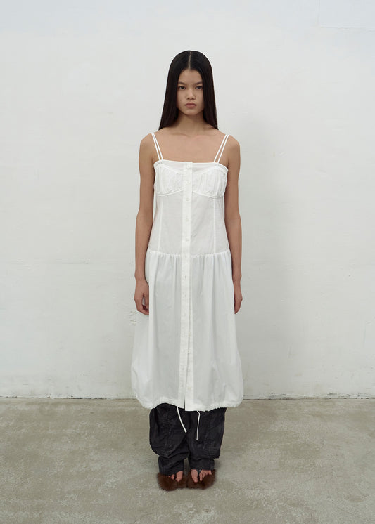 BRALETTE-DETAIL SLEEVELESS DRESS (WHITE)