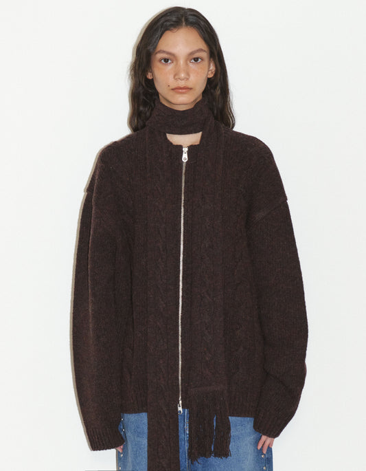 WOOL CABLE KNITTED JACKET / 2 Color