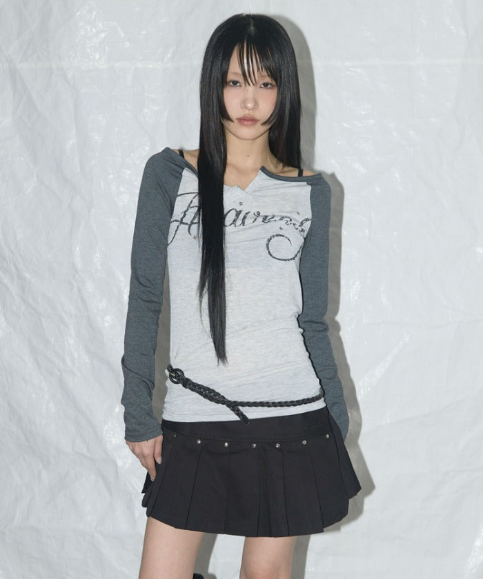 HEAVENLY OFF-SHOULDER LONG SLEEVE (CHARCOAL)