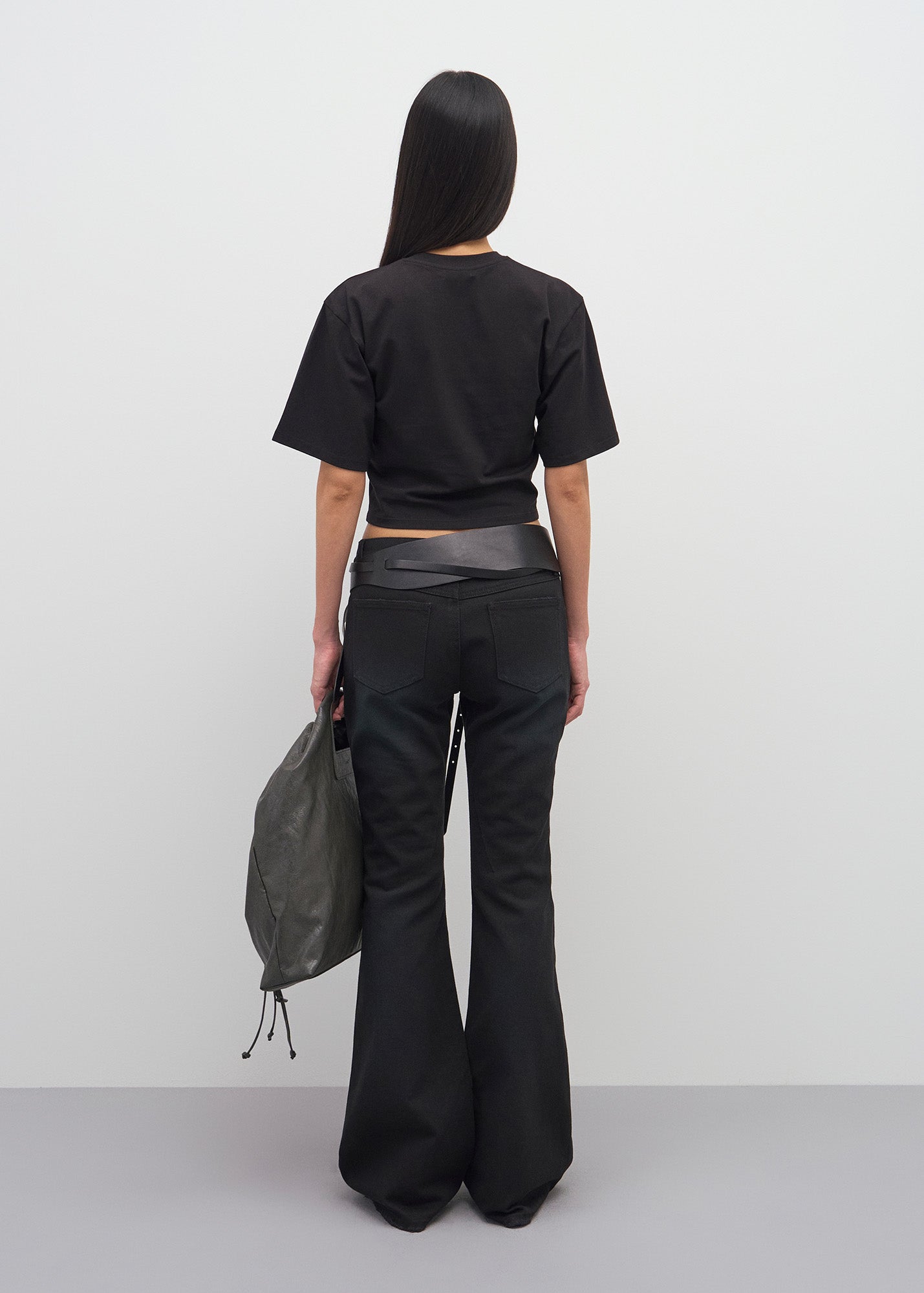 SPRAY WASHED BOOT-CUT DENIM (BLACK)