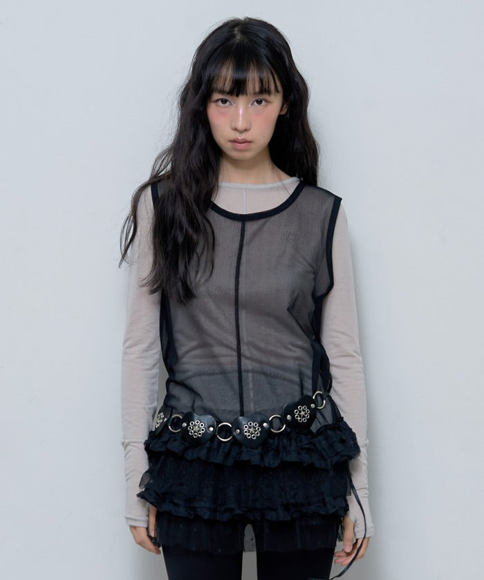 DOT LAYERED DRESS (BLACK)