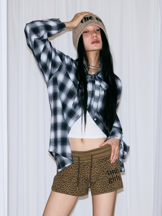 RIBBON TIE CHECK SHIRT