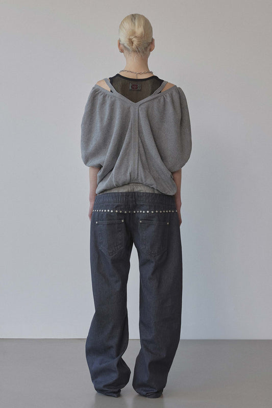 Jacquard Knit Cardigan Melange Gray