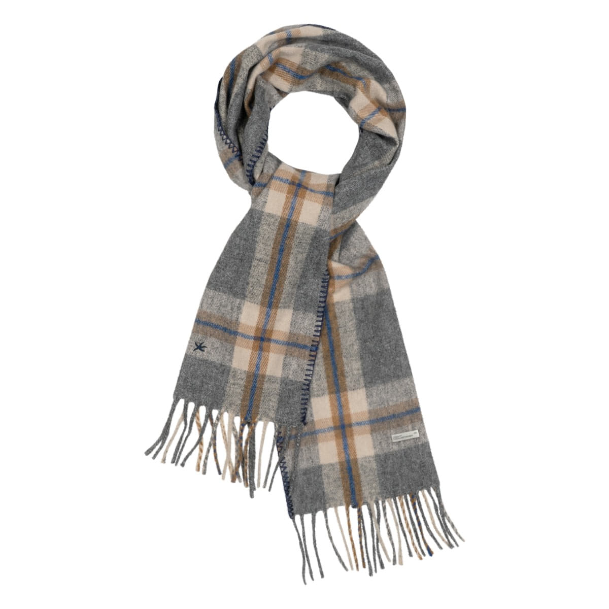 TCM mini logo check muffler (grey/blue)