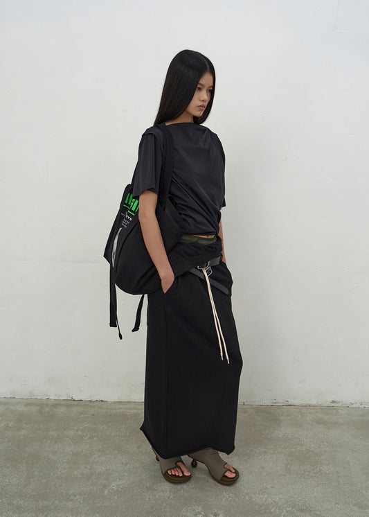 FOLD-OVER JERSEY SKIRT (BLACK)