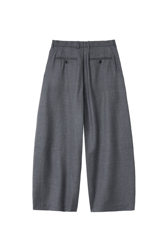 Wide Curve Trousers Flannel Wool Grey