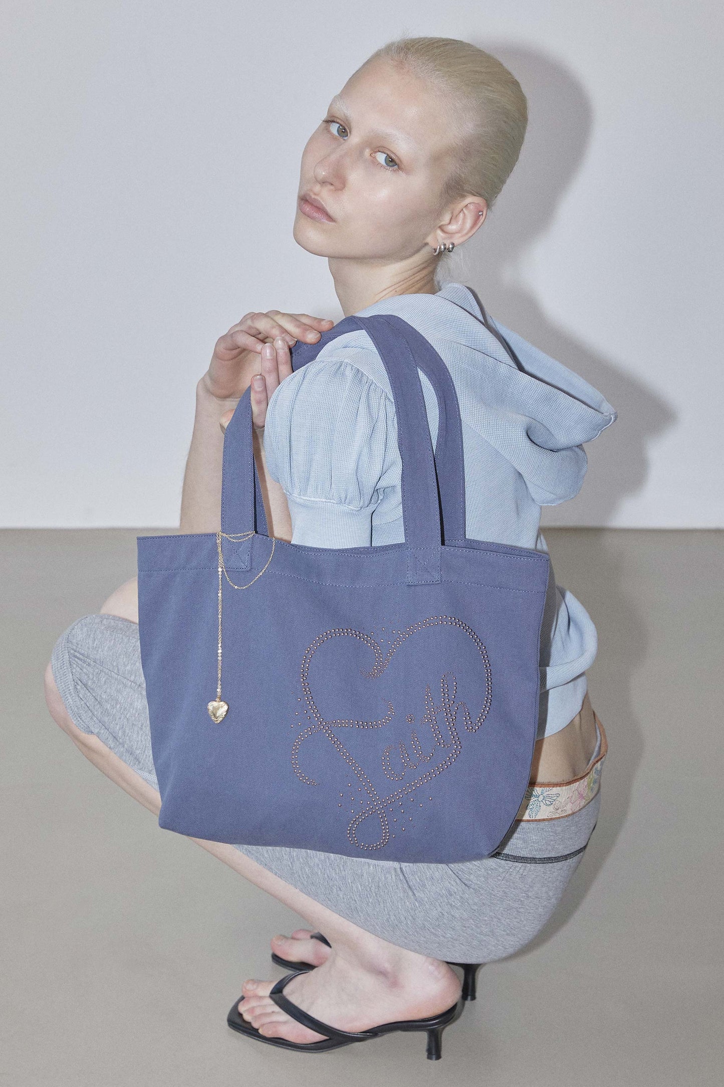 Faith Rhinestone Eco Bag Washed Navy