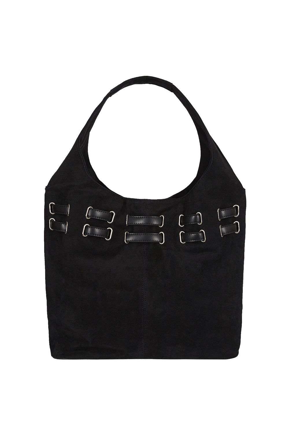 belted suede shoulder back Black