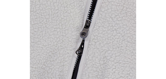 ROUND COLLAR FLEECE JACKET LIGHT GREY