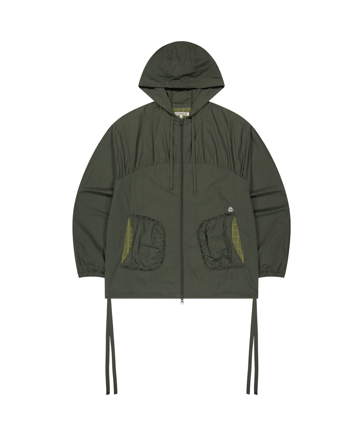 CHECK WRINKLES WIND BREAKER OLIVE