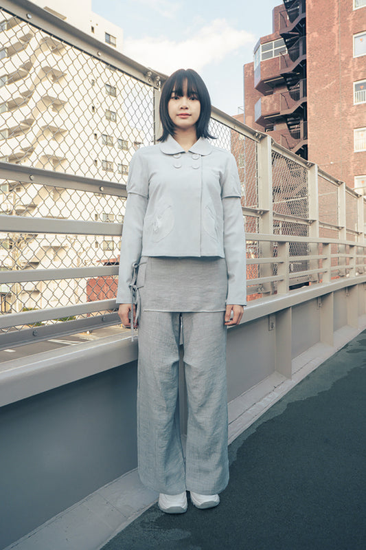 Detachable round jacket (Graish Blue)