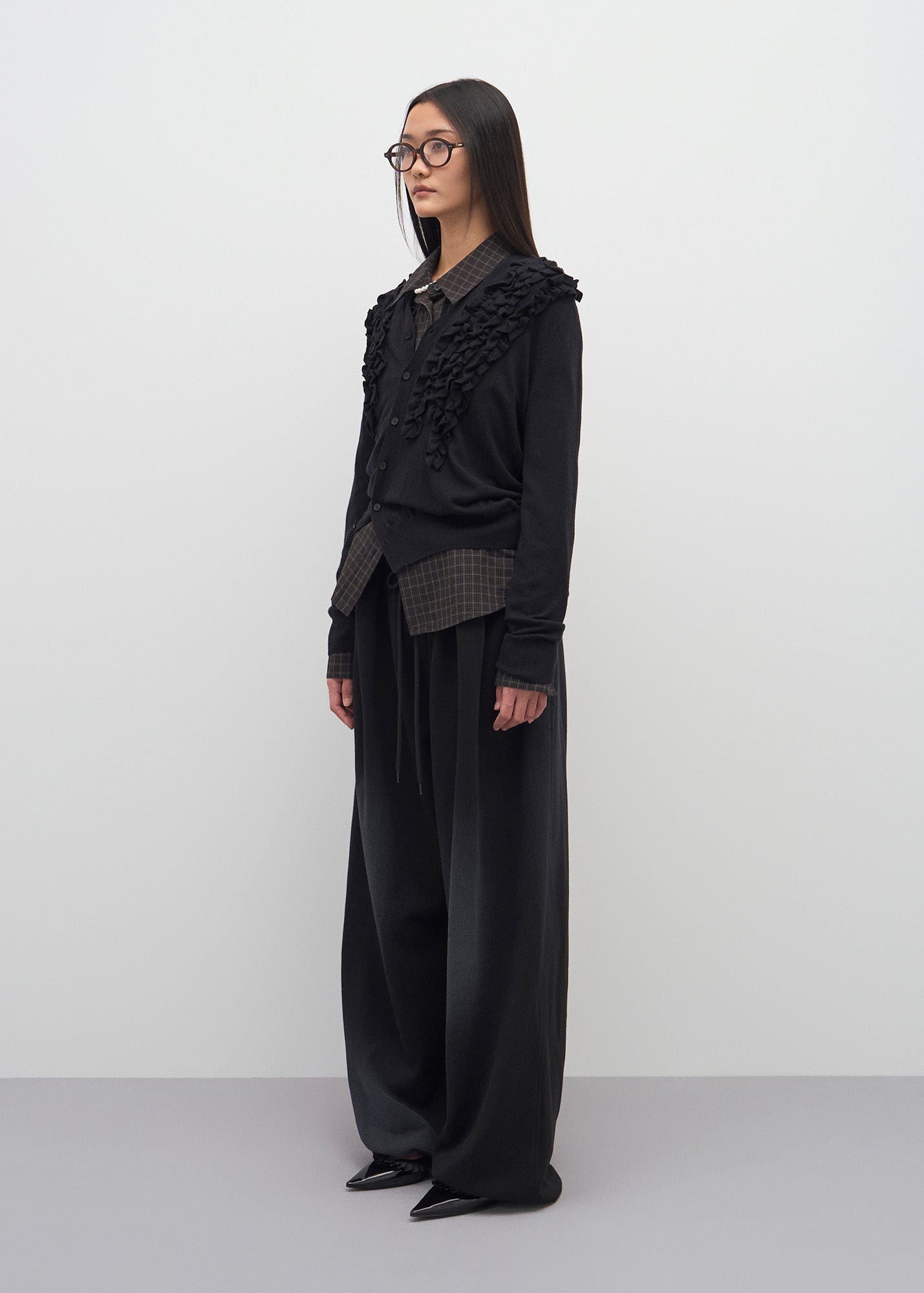 ASYMMETRIC FRILL CARDIGAN / 2 Color