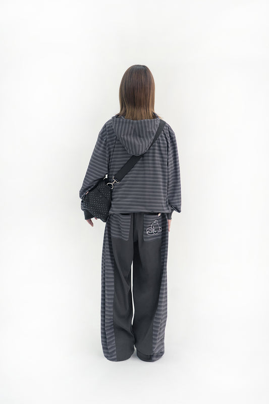 Stripe Korilakkuma jogger pants (Charcoal)