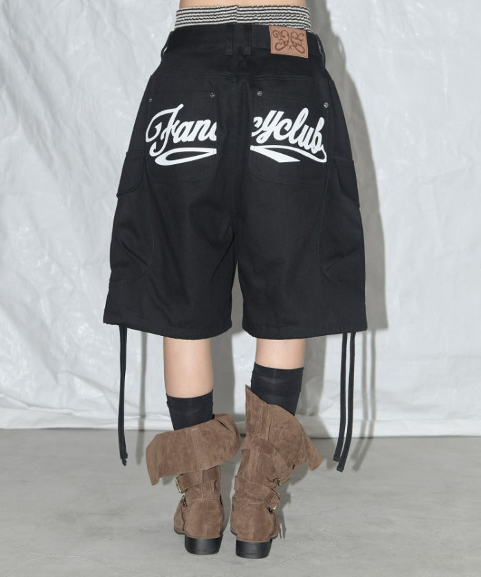 CARGO LETTERING BERMUDA PANTS (BLACK)