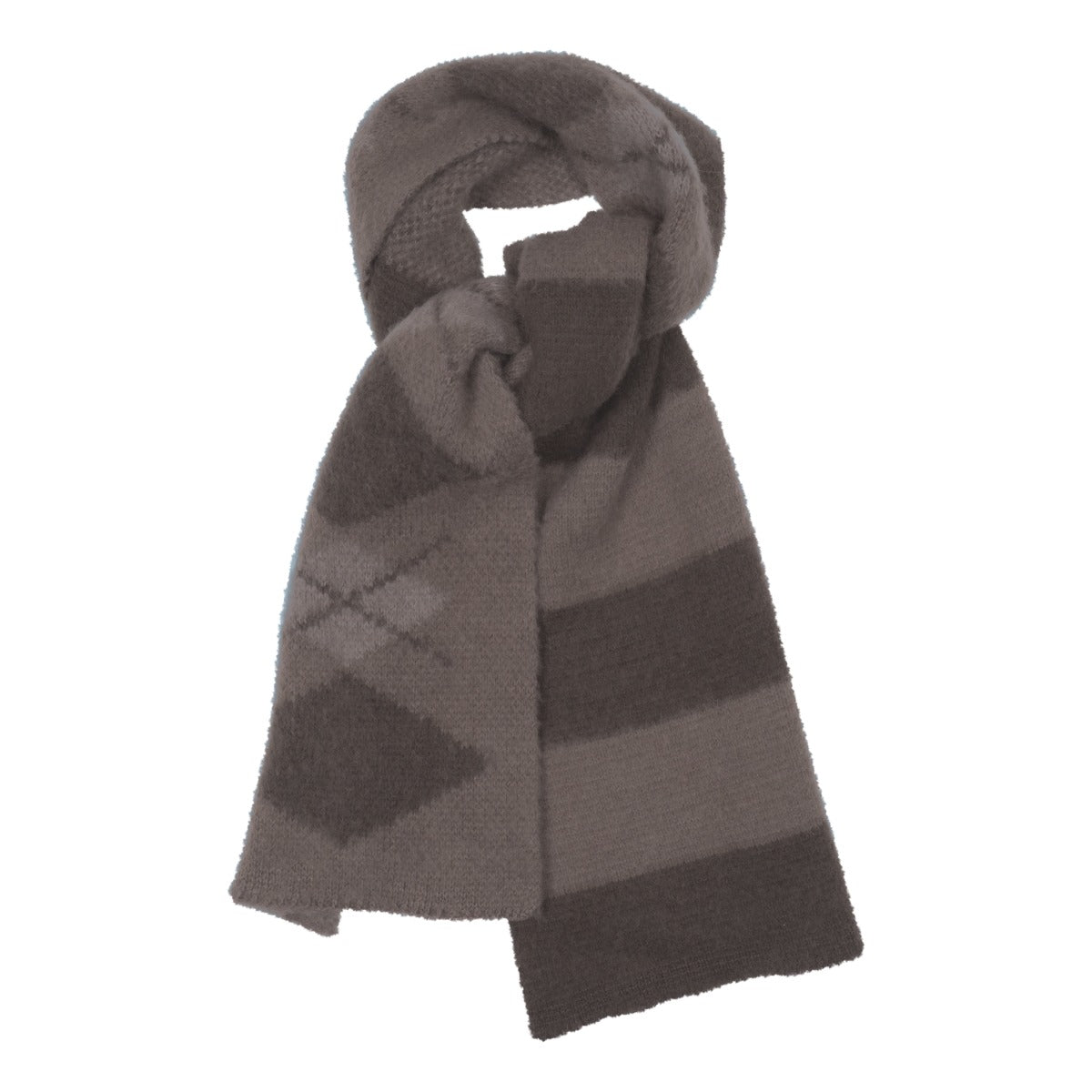 TCM stripe argyle muffler (brown)