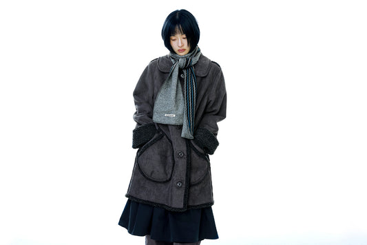 DOUBLE KNIT MUFFLER GREY