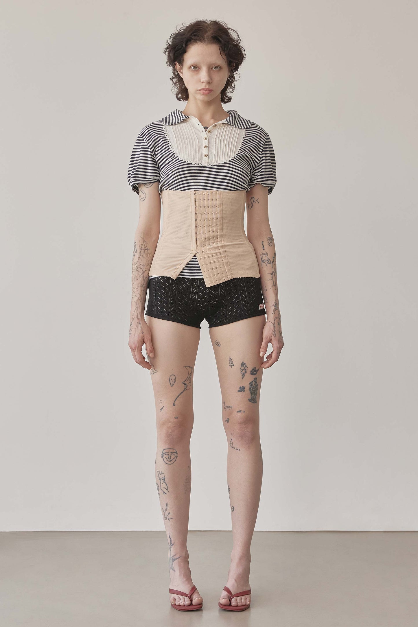 Eyelet Knit Shorts Black