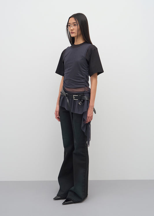 SPRAY WASHED BOOT-CUT DENIM (BLACK)