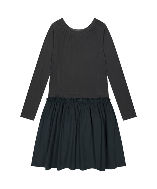 2WAY SHIRRING ONE PIECE BLUE CHARCOAL