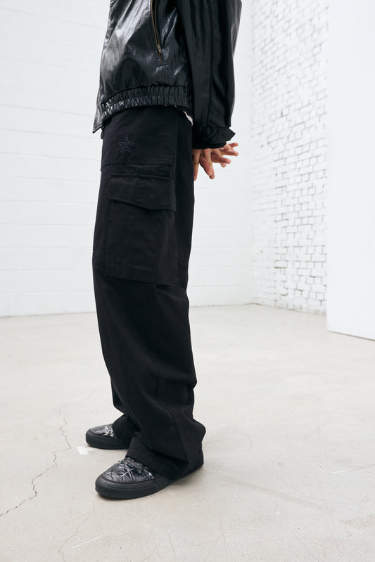 VTG Star Fatigue Pants Washed Black