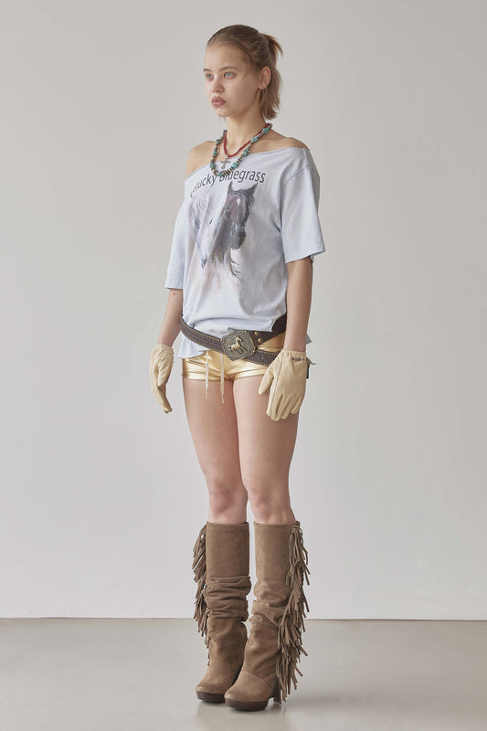 Sheriff Cut Out Tee Misty Blue