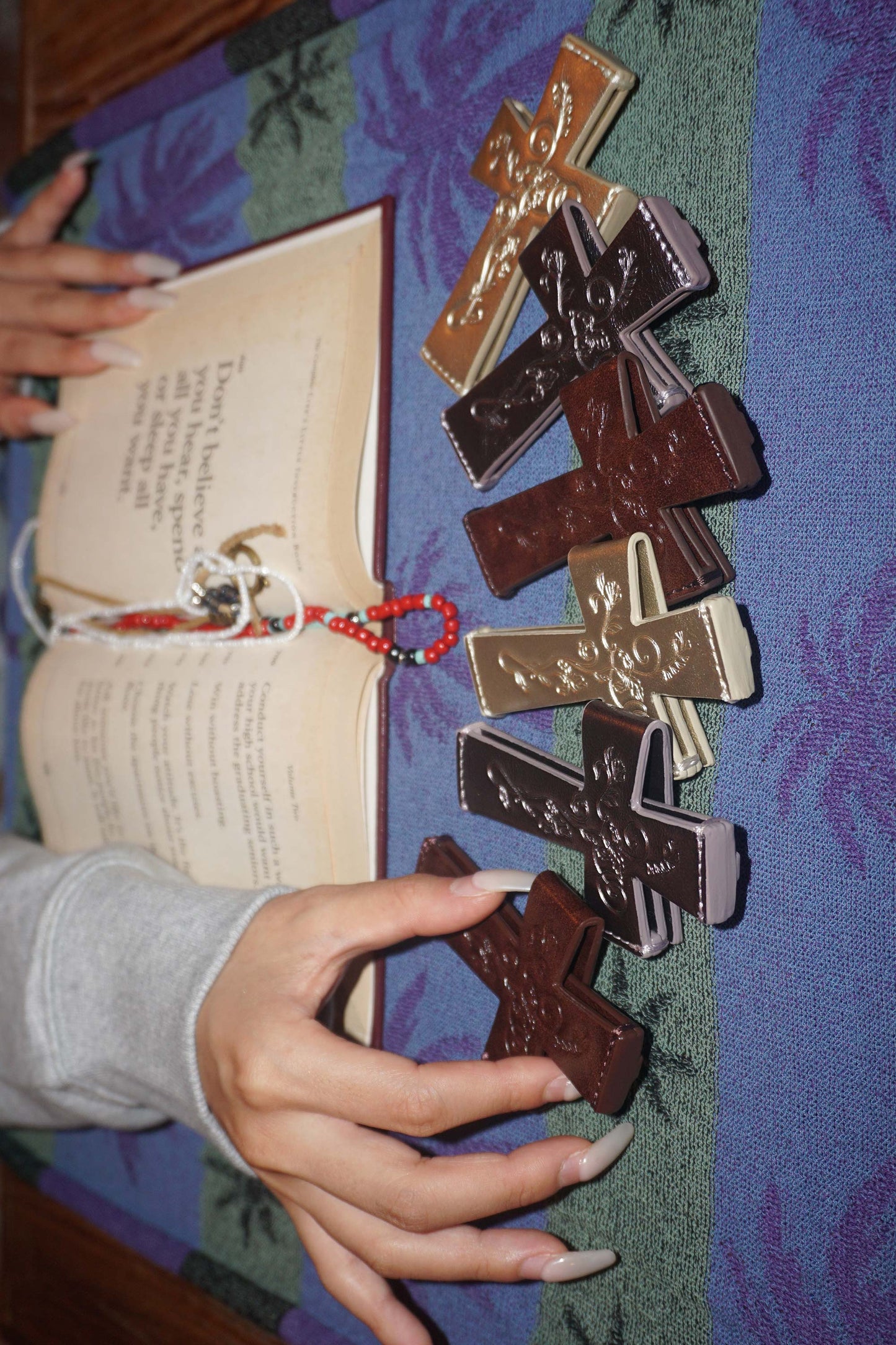 Cross Strap Layered Wallet Red Brown