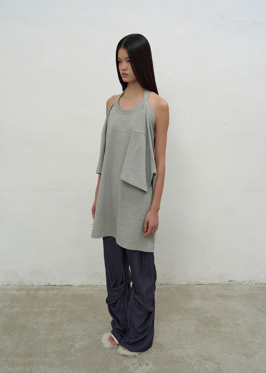 HALTERNECK OVERSIZED T-SHIRT (MELANGE GRAY)