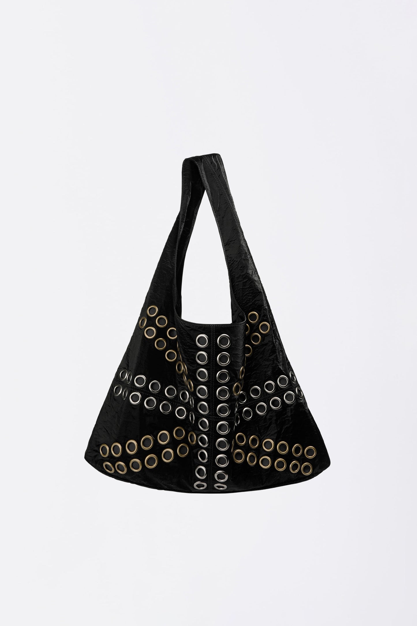Stud Metallic Hobo Bag Black