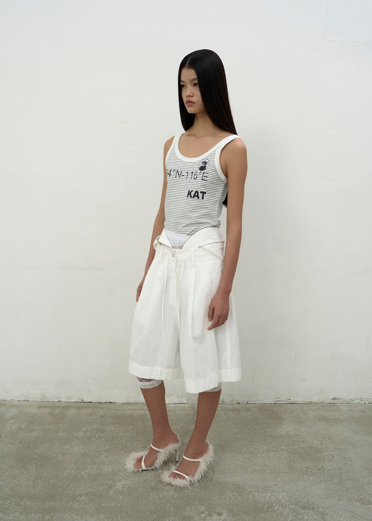 KAT PRINT SLIM TANK TOP (WHITE)