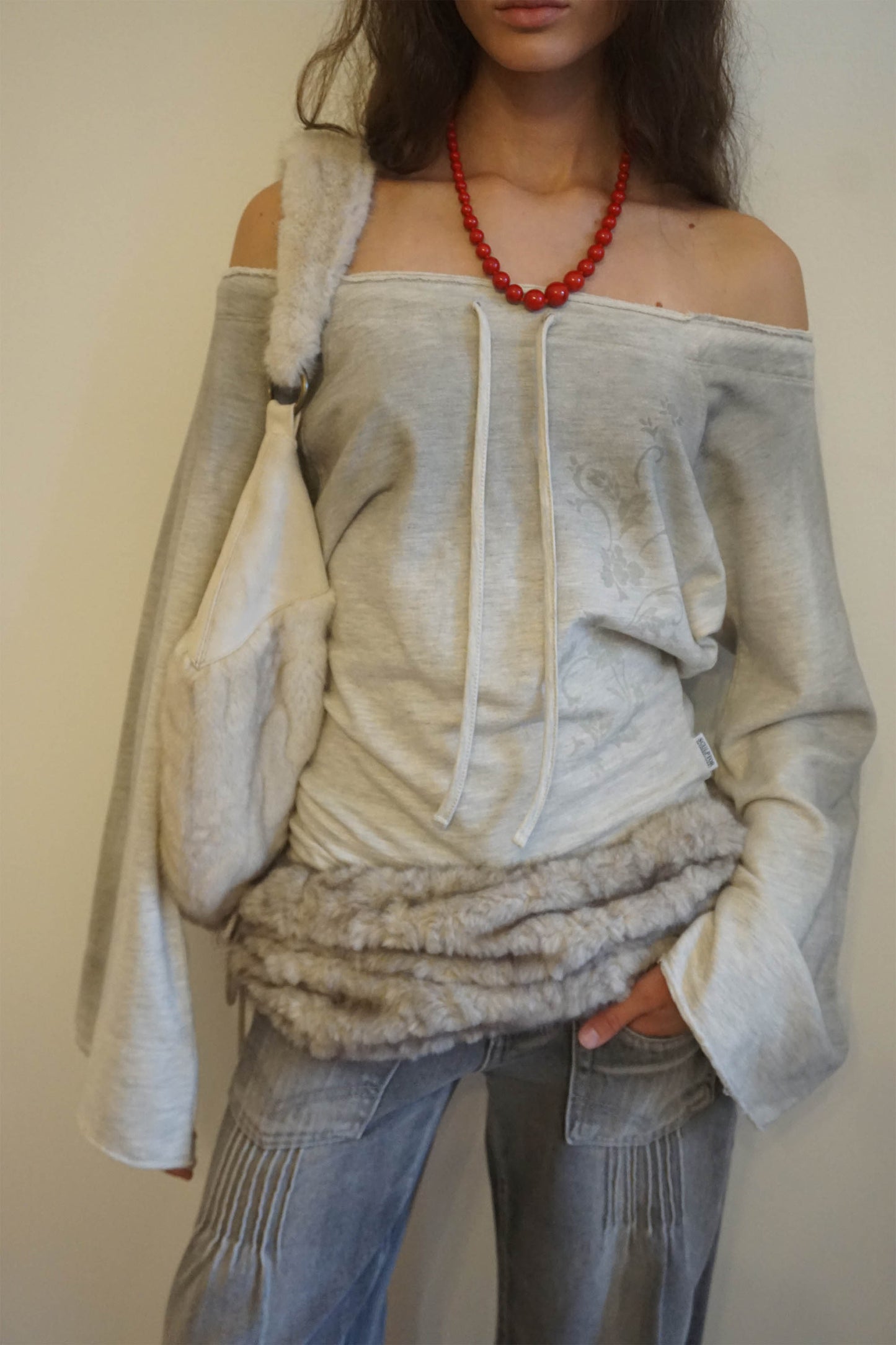 Wide Bell Sleeve Sweatshirt Oatmeal
