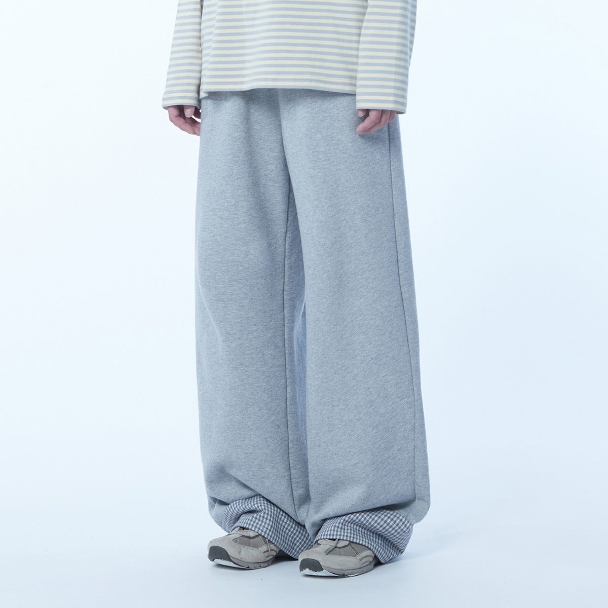 TCM hidden check sweat pants (melange grey)
