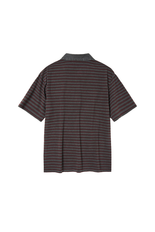 VTG Stripe Polo Tee 1/2 Burgundy