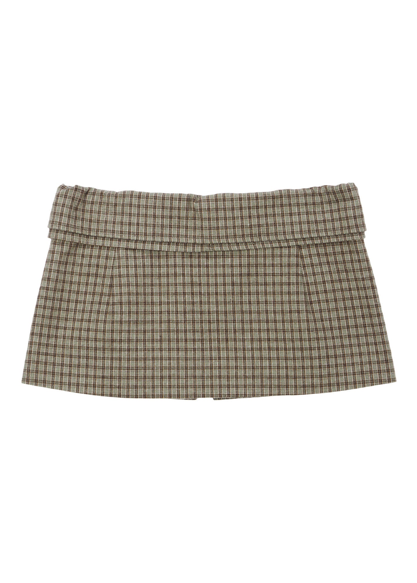CHECKED LAYERED MINI SKIRT (BROWN)