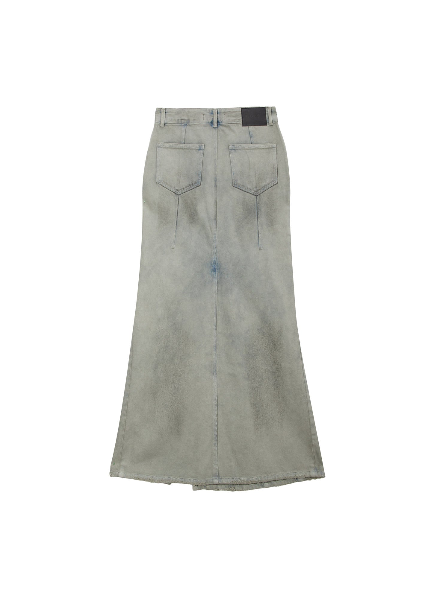 DIRTY WASHED DENIM SKIRT (DUSTY GREY)