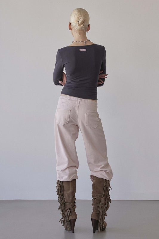 Cottage Button Henley Charcoal