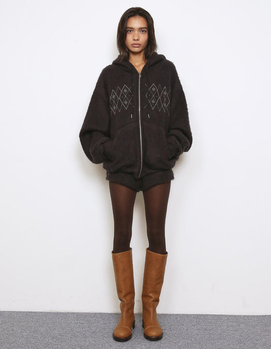 FLUFFY STUDDED DOLPHIN SHORTS