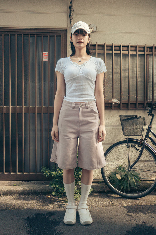 Lace studded top (White)