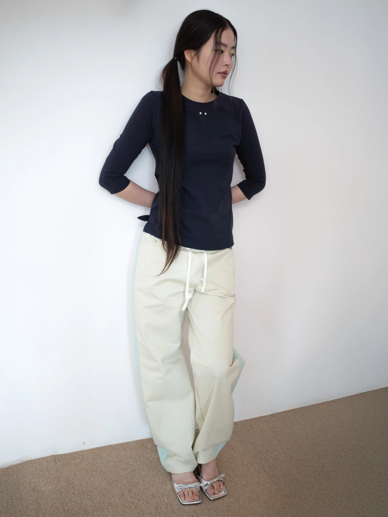 DOODLE CURVED PANTS (LIGHT YELLOW)