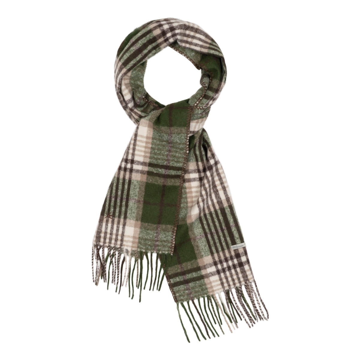 TCM mini logo check muffler (olive/beige)