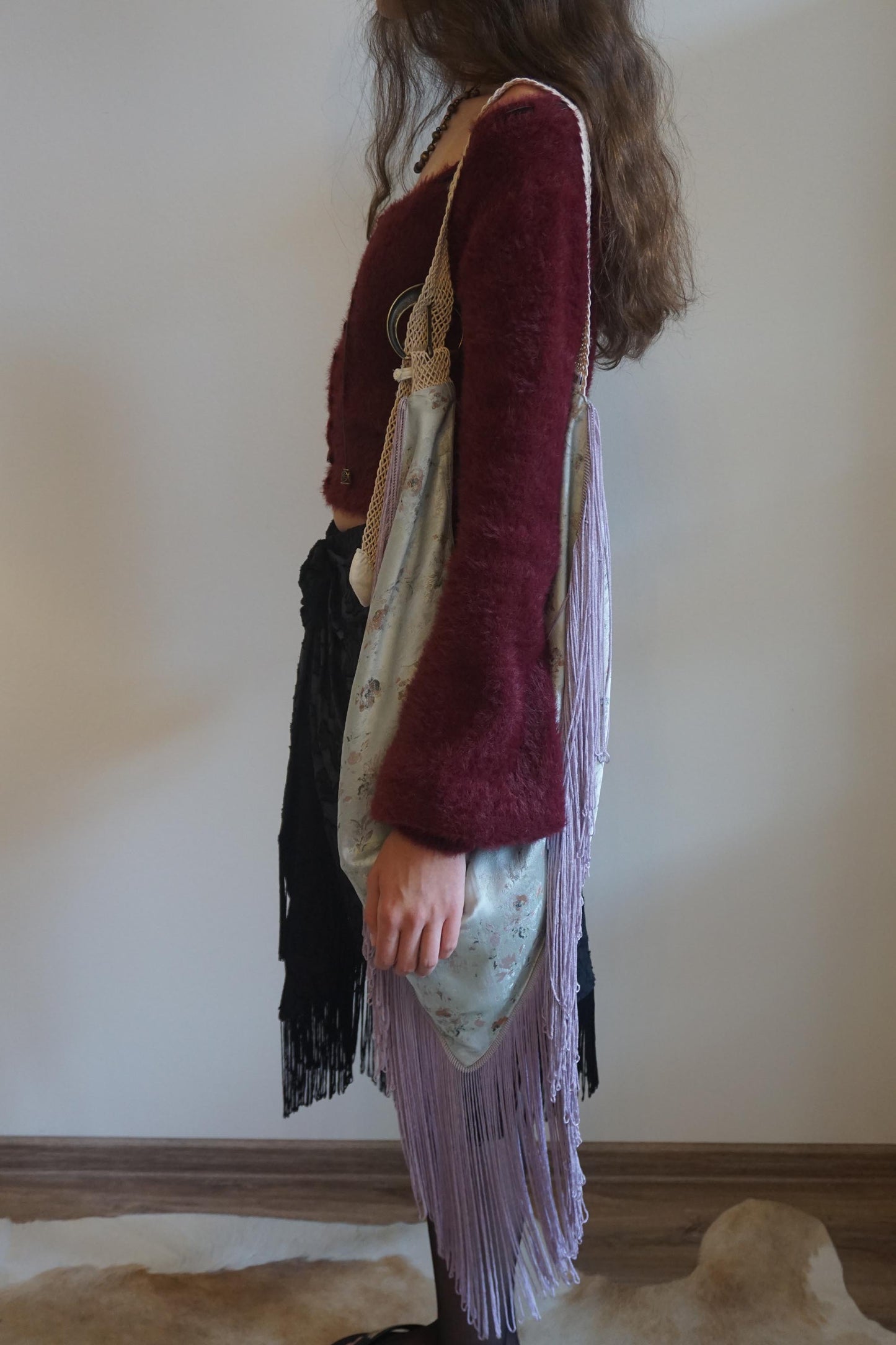 Fringe Scarf Bag Dusty Blue