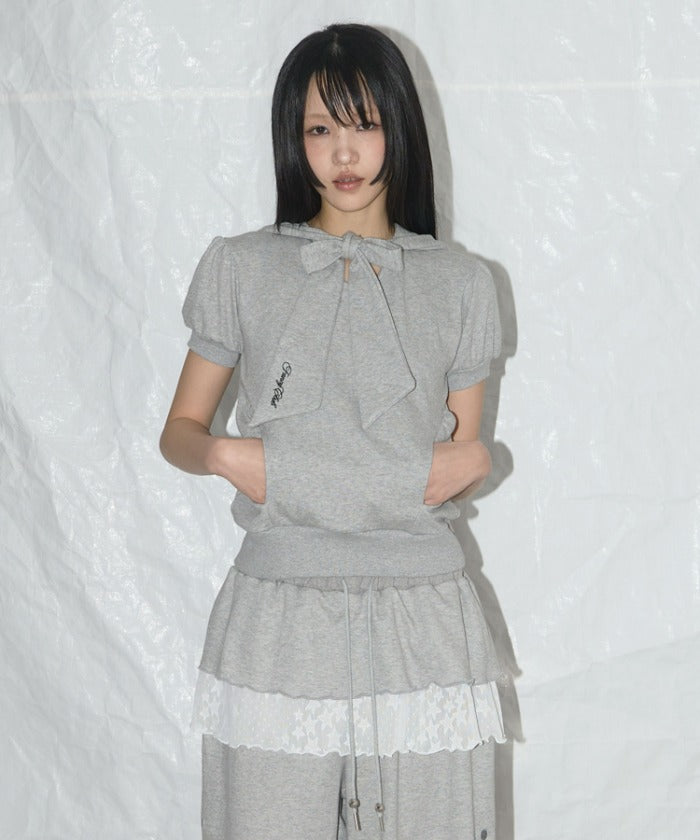 PUFF ROUND SCARF HOODIE (MELANGE GRAY)