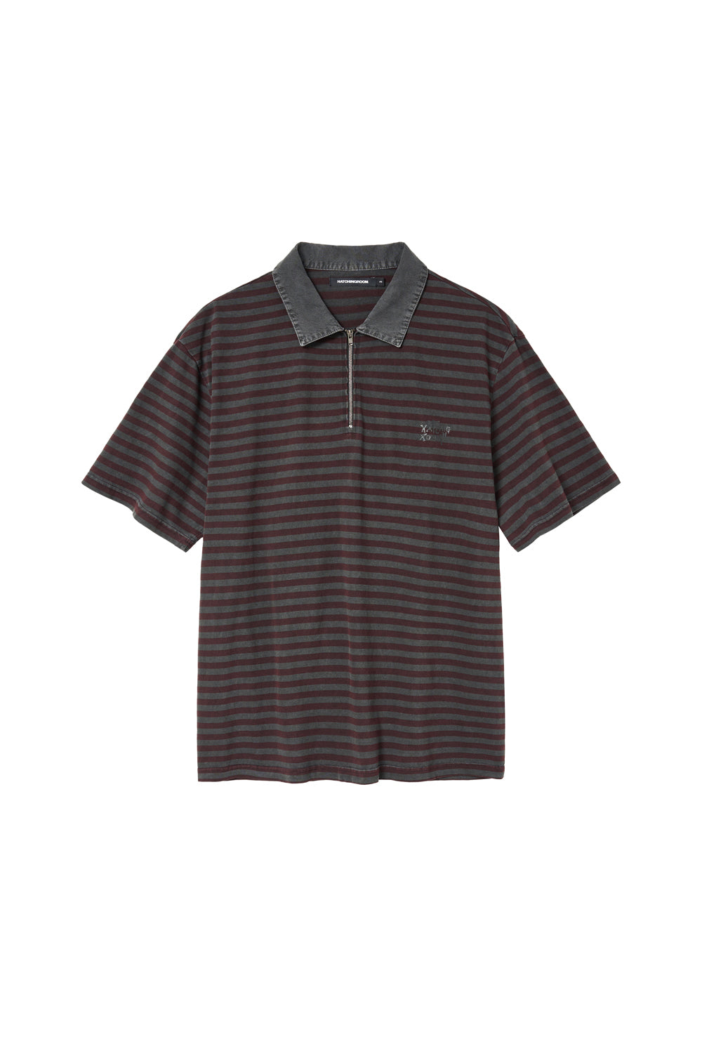 VTG Stripe Polo Tee 1/2 Burgundy