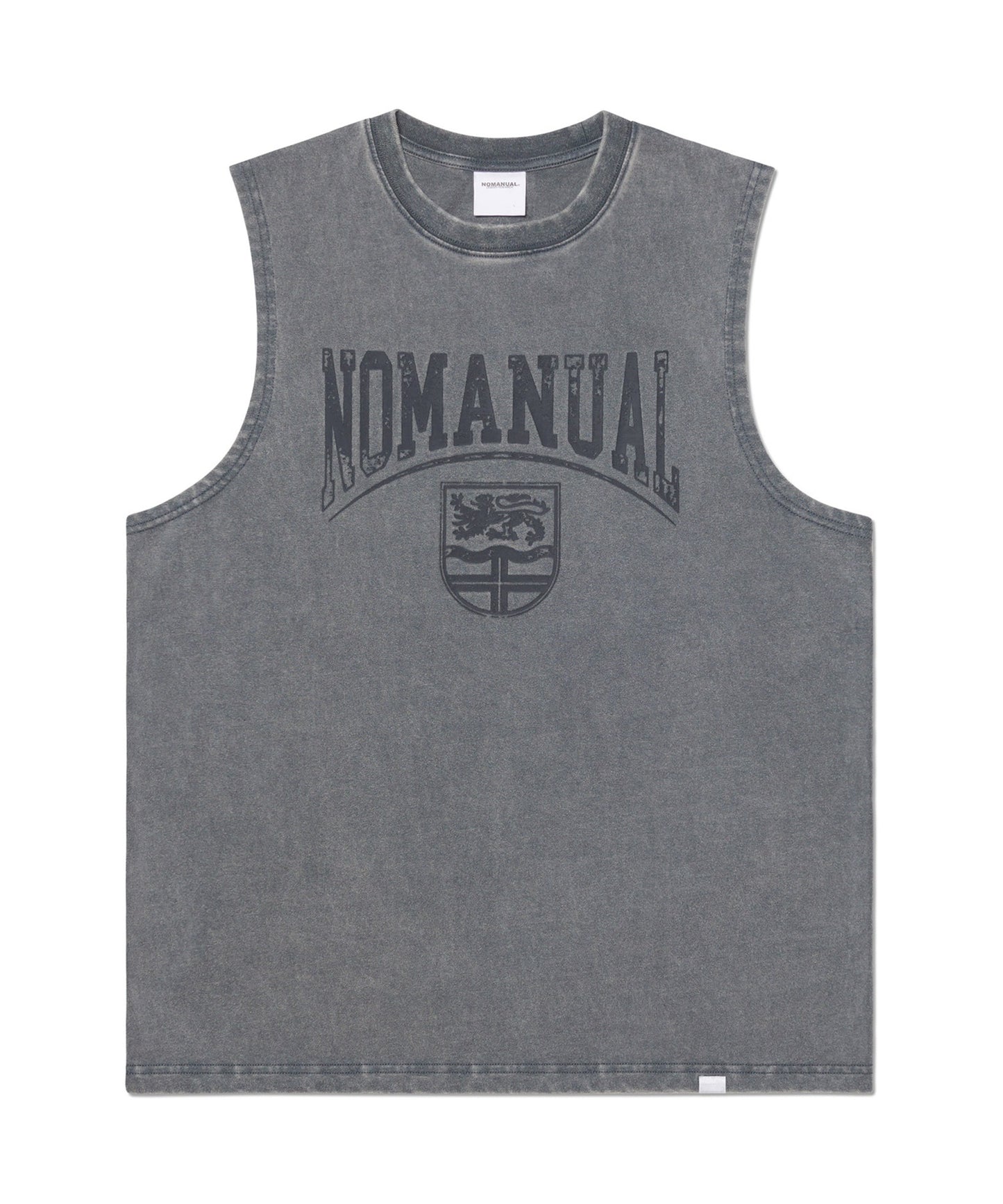 (6/2 deliver) EMBLEM WASHED SLEEVELESS TEE - WASHED GRAY