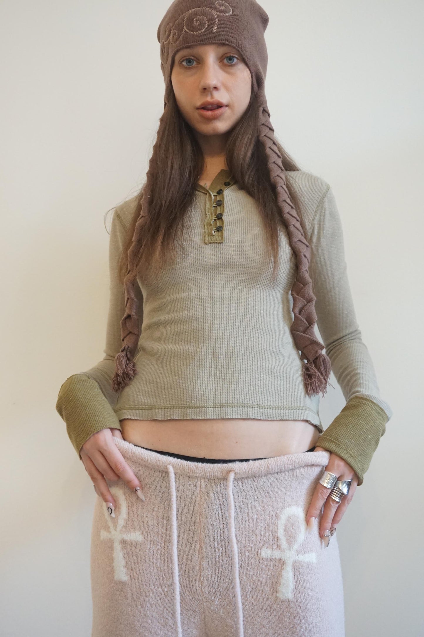 Heather Hoodie Tee Beige