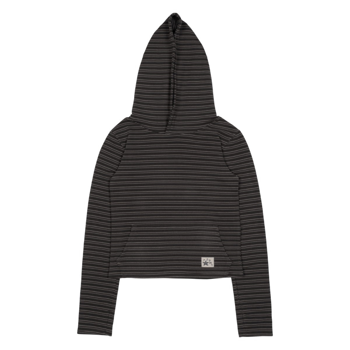 TCM stripe crop hoodie (charcoal)