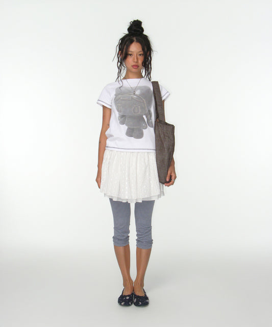 FLOWER PUNCHING SKIRT WHITE