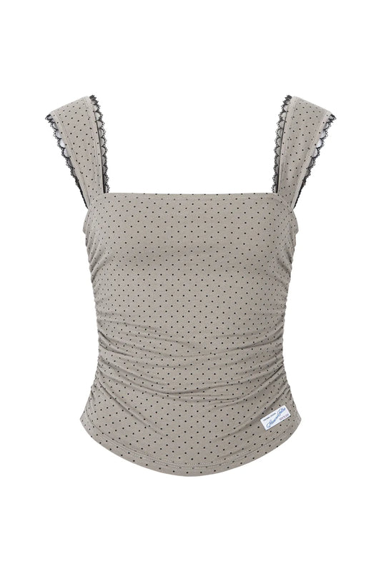 Anne Dot Lace Sleeveless Top / Khaki